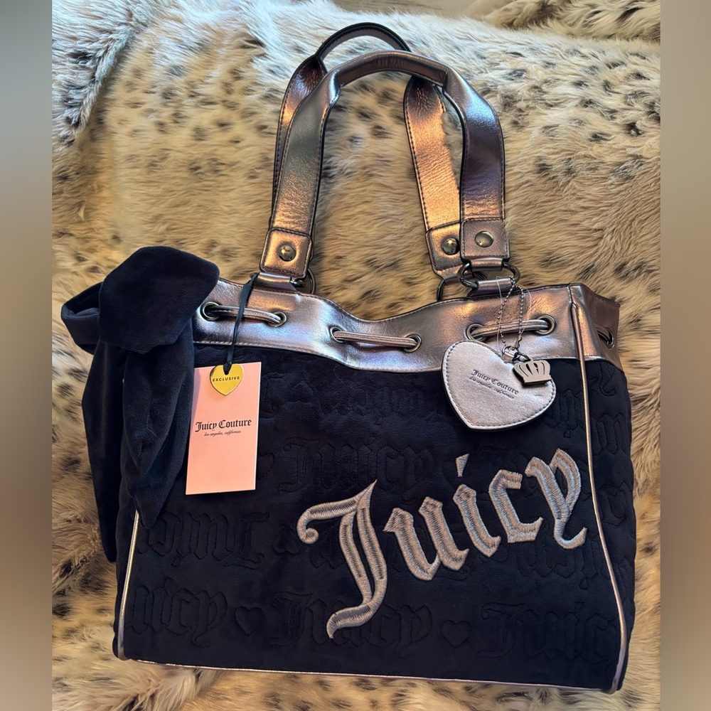 Juicy Couture Vintage Dreams Tote in Licorice and Gunmetal